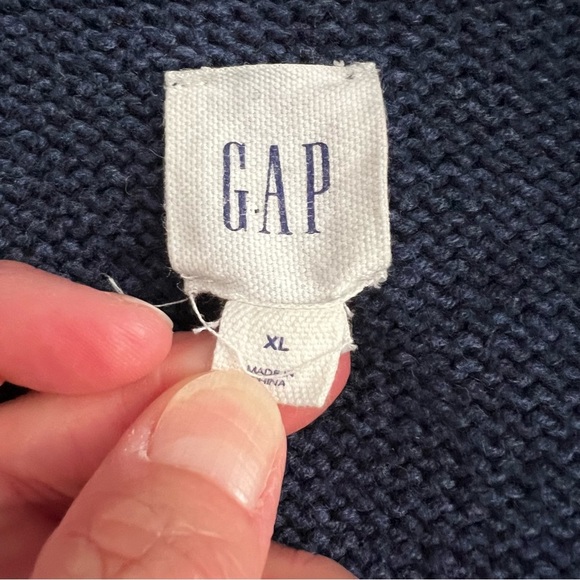 GAP 2016 Mens Geo Shape Cotton Blend Navy Shawl Collar Heavy Knit Cardigan - Picture 9 of 11